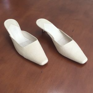 Talbots slide on canvas mules kitten heel